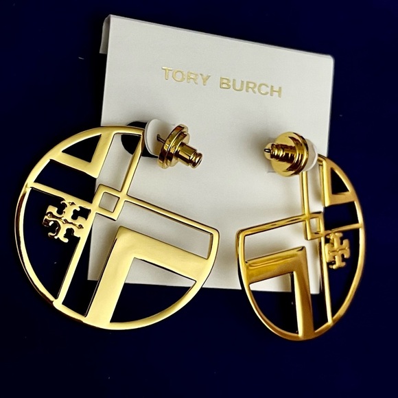 🆕 Tory Burch Authentic Gold Hoop Earrings At Awesome Prices To Buy Now & Save - Picture 5 of 14